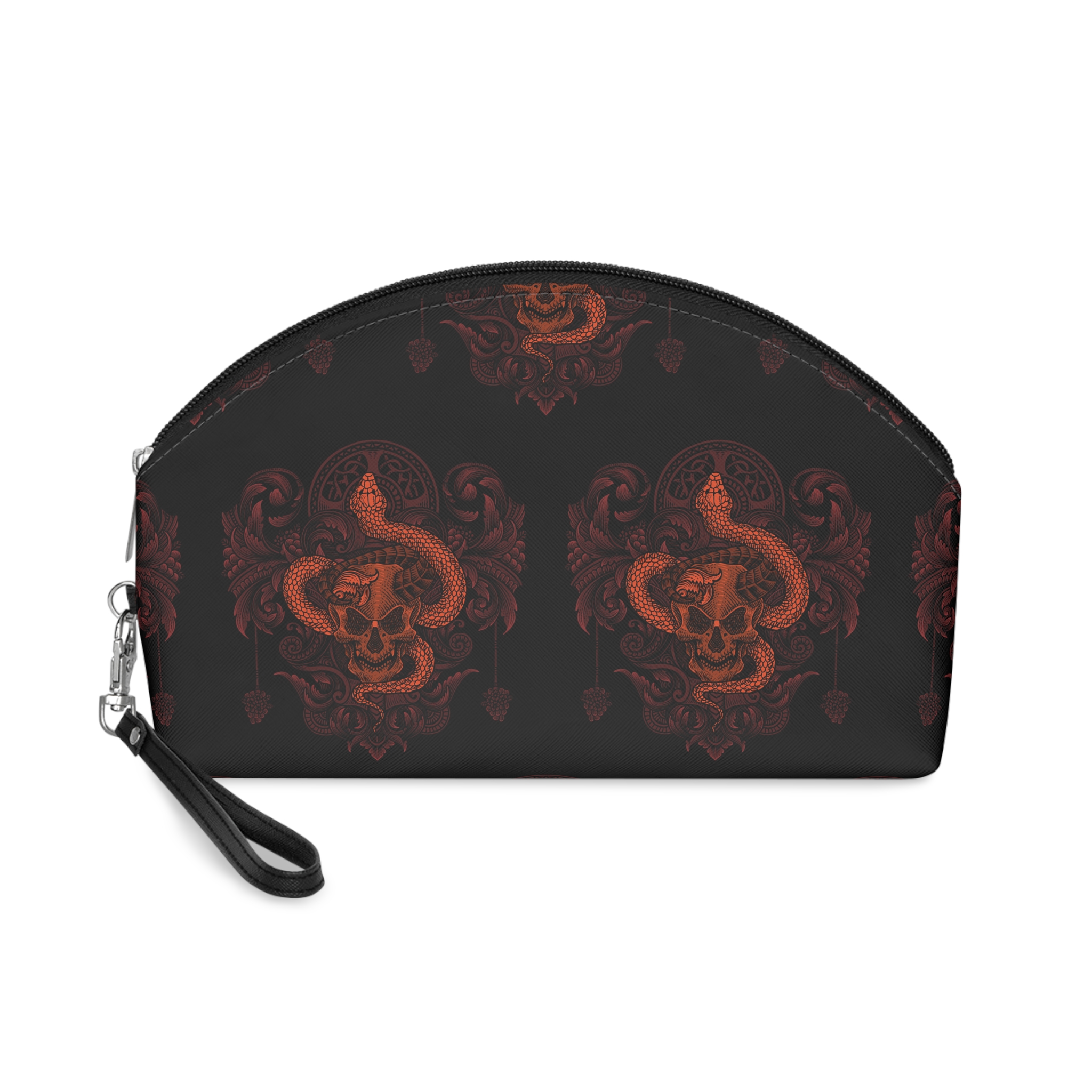 Antique Cat Head With Vintage Engraving Makeup Bag