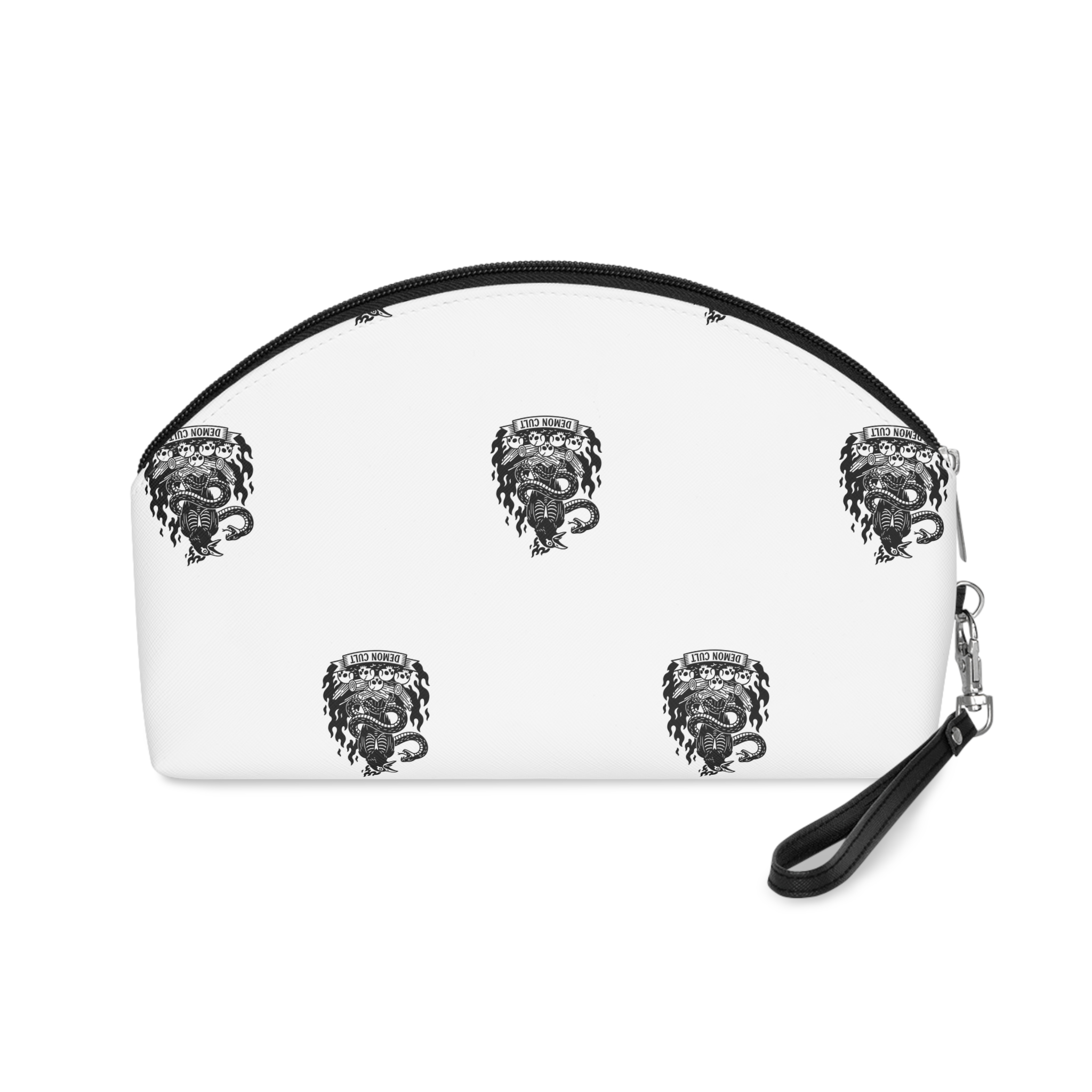 Demon Cult Emblem Raven Snake Skulls Flames Makeup Bag - Image 2