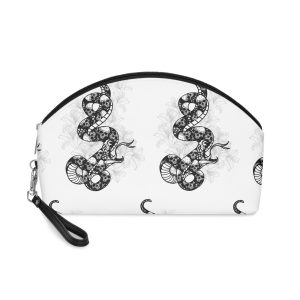 Arte Tatuaje Dibujo Patron Serpiente Craneo Boceto Blanco Negro Makeup Bag
