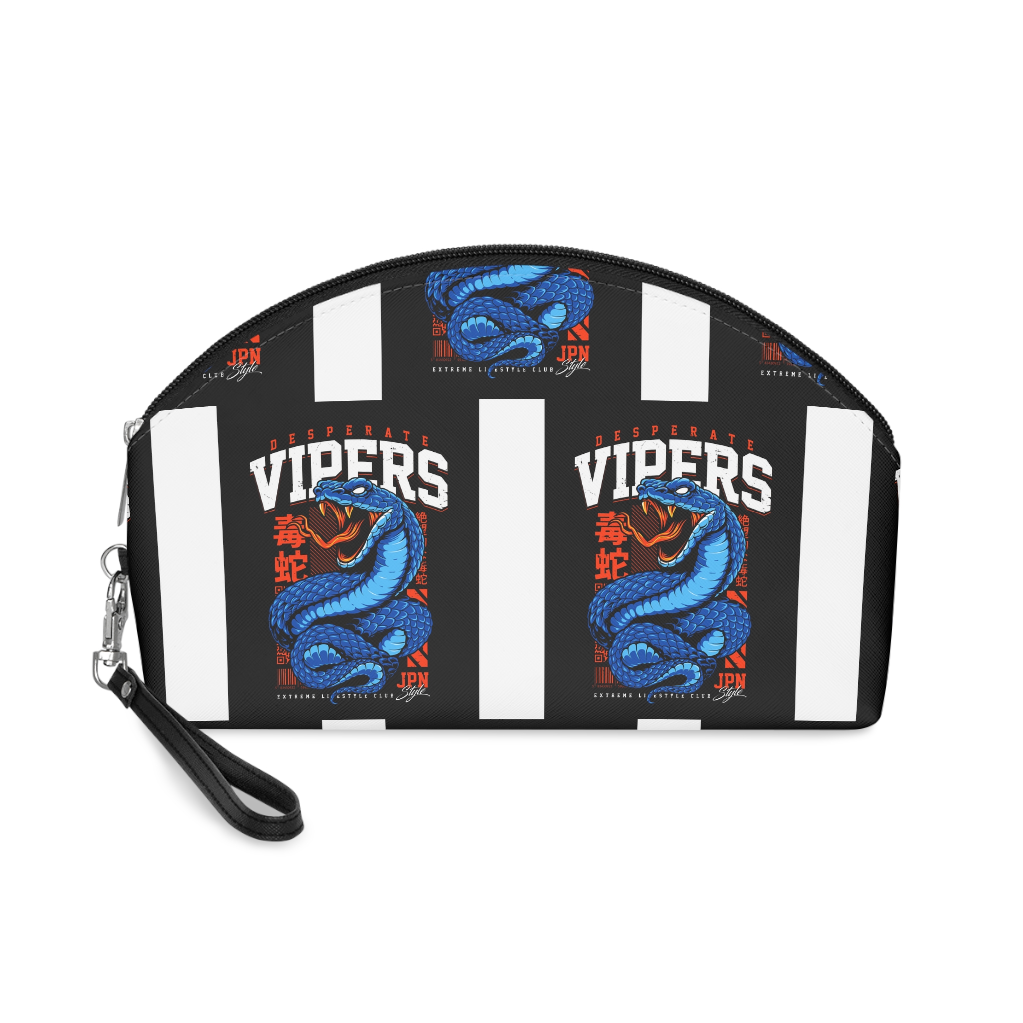 Desperate Vipers Coiled Blue Snake Motif Makeup Bag