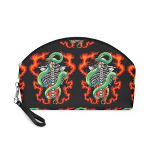 Bone Skeleton With Snake On Fire Makeup Bag