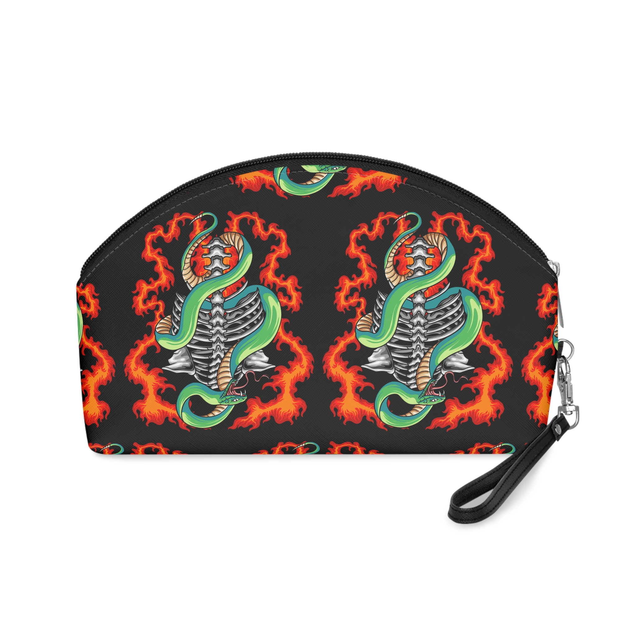 Bone Skeleton With Snake On Fire Makeup Bag - Image 2