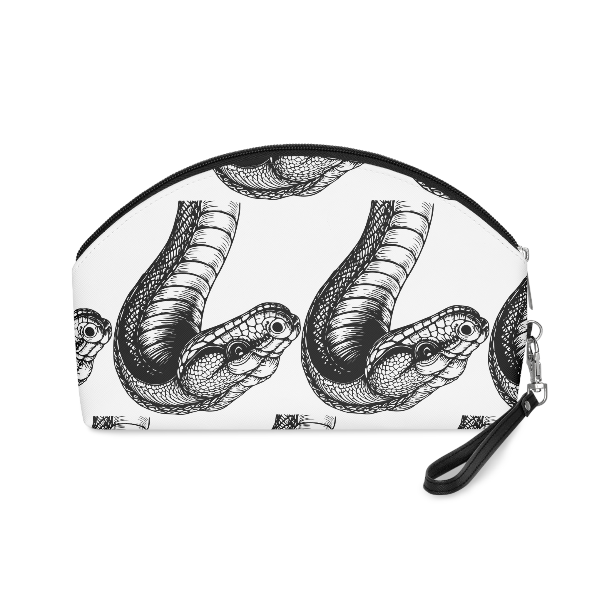 Detailed Hand Drawn Cobra Head Illustration Makeup Bag - Image 2