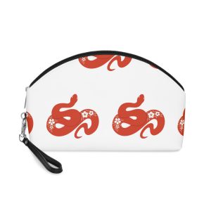 Chinese Traditional Snake With Flowers Hand Drawn Vector Illustration Makeup Bag
