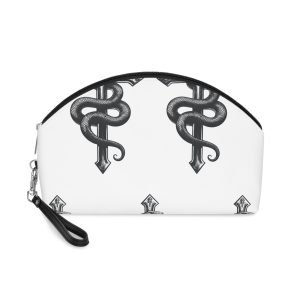 Cross With Snake Tattoo Illustration Design Black Vector Makeup Bag