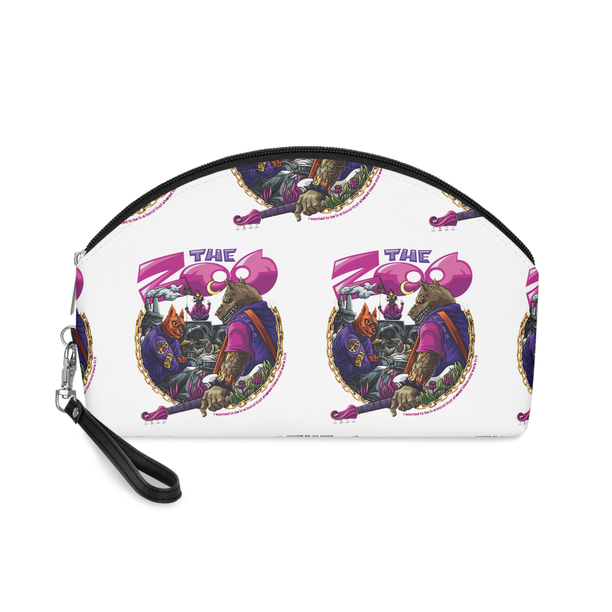 Animal Band With Text Illustration Makeup Bag